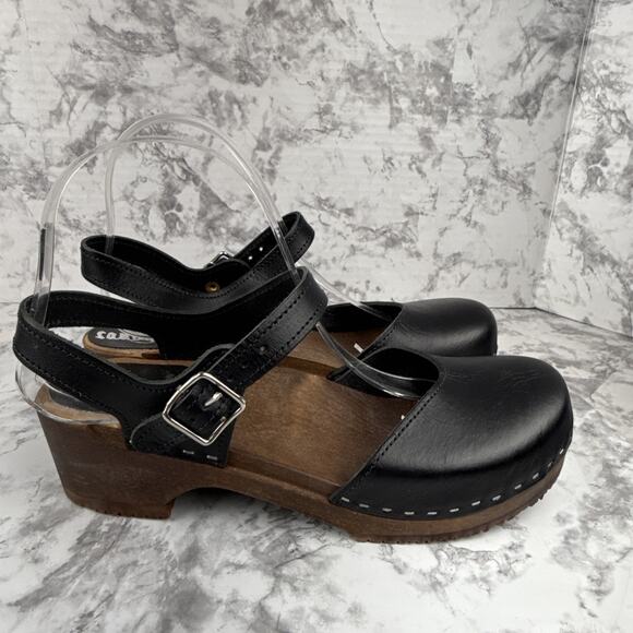 Sandgren Sweden Saragasso Classic Clog Size 39 US 8 Black Leather Slingback - Picture 6 of 10